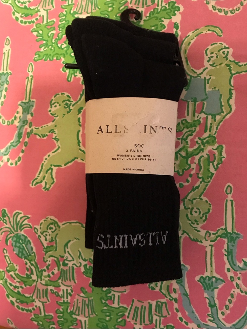 New All Saints crew Socks in black 3 Women 5-10